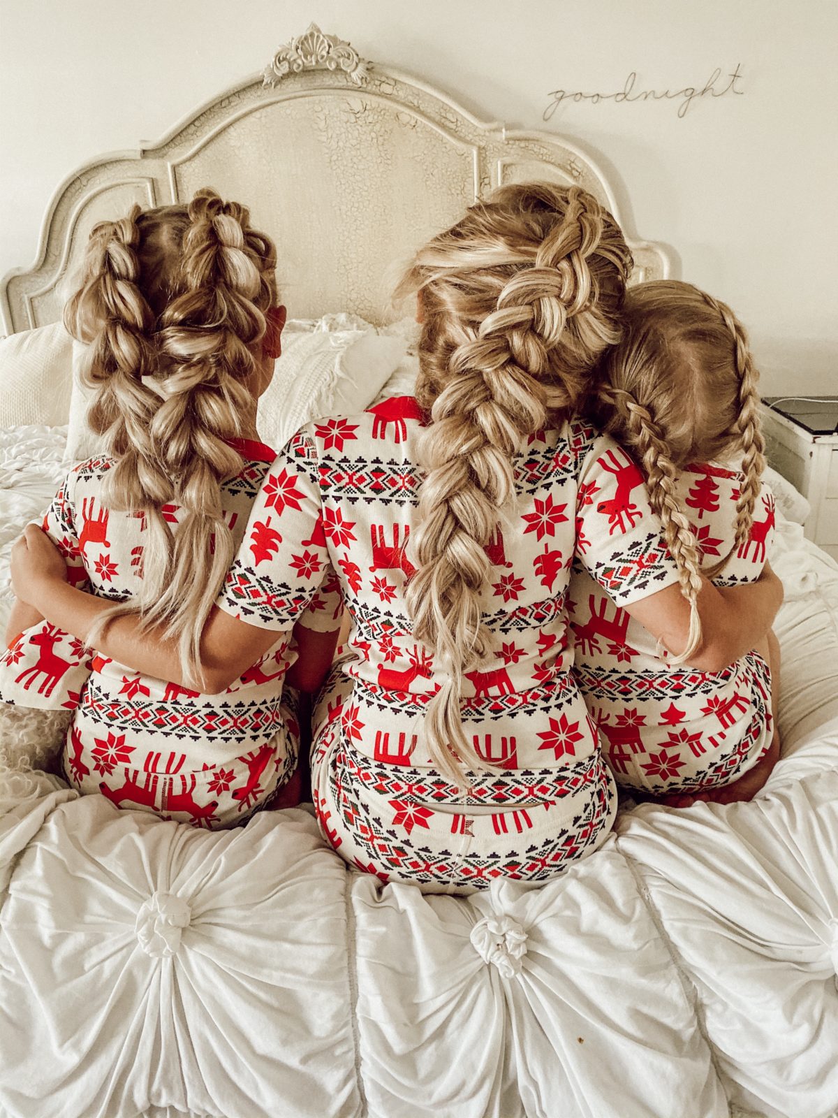 Christmas Jammies & Matching braids. - Casey Wiegand of The Wiegands