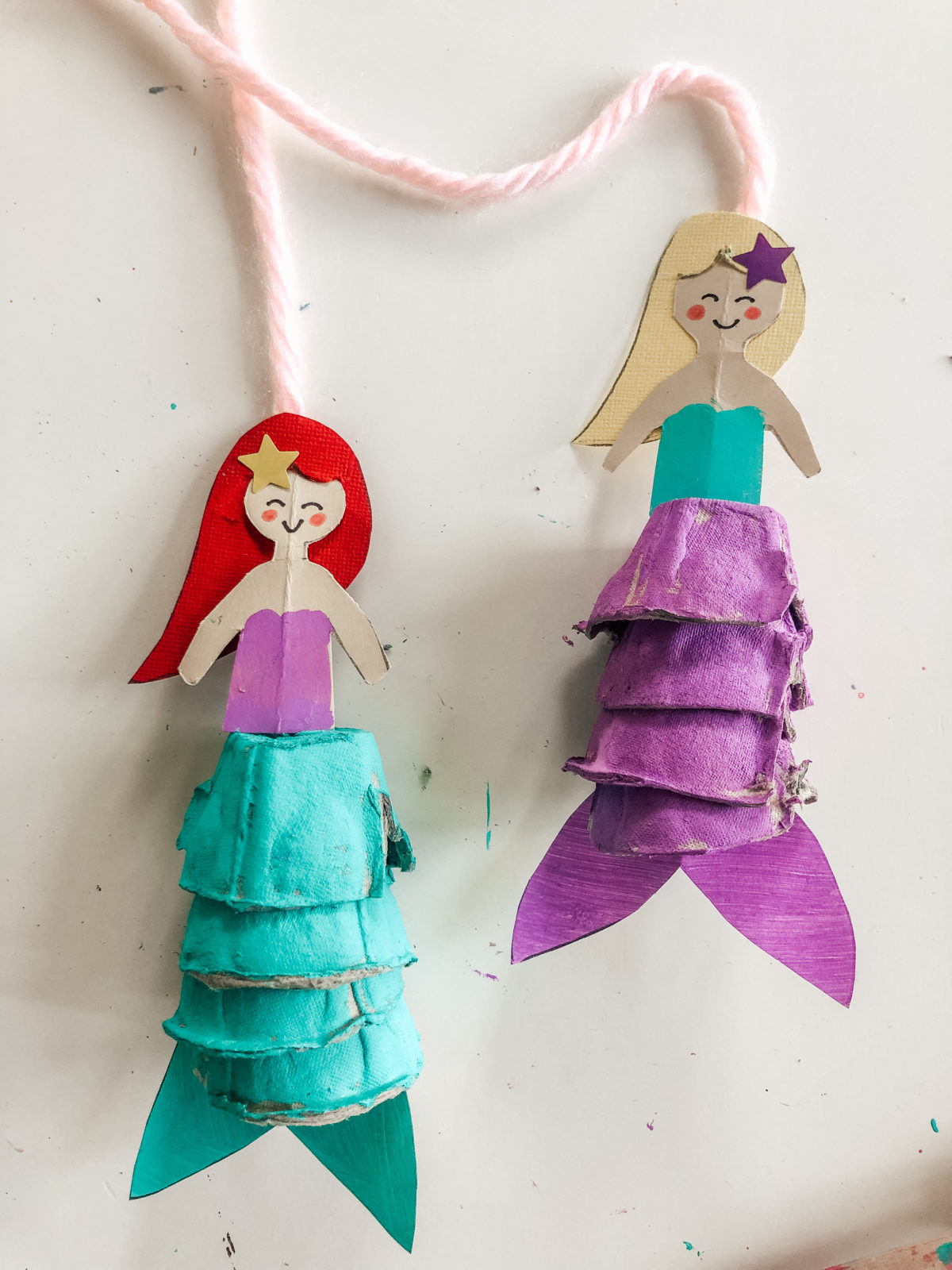 Mermaid Egg Carton Crafts For Kids - Casey Wiegand of The Wiegands