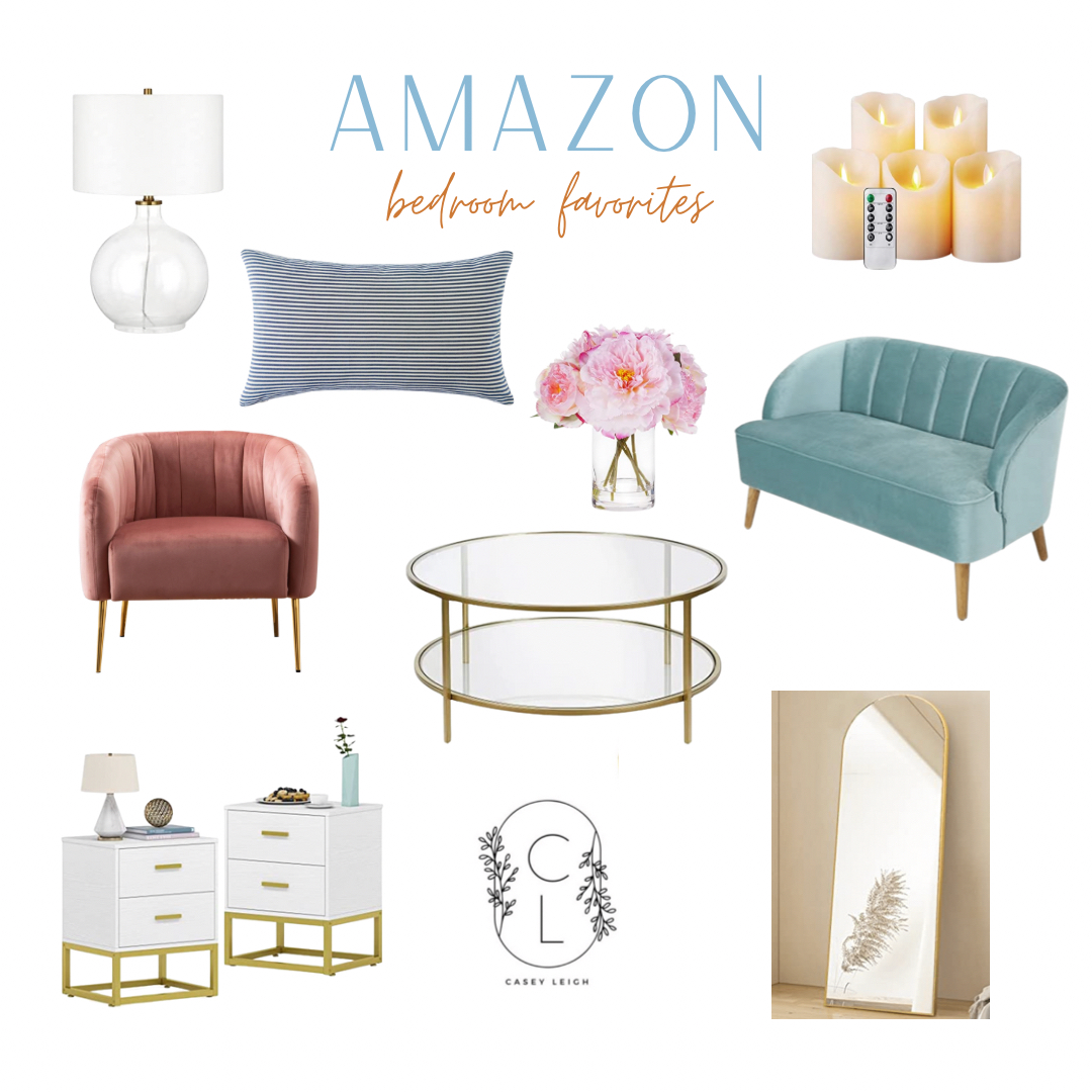 amazon bedroom home decor, bedroom home decor, velvet couch, arched mirror, home decor, cute bedroom for less 