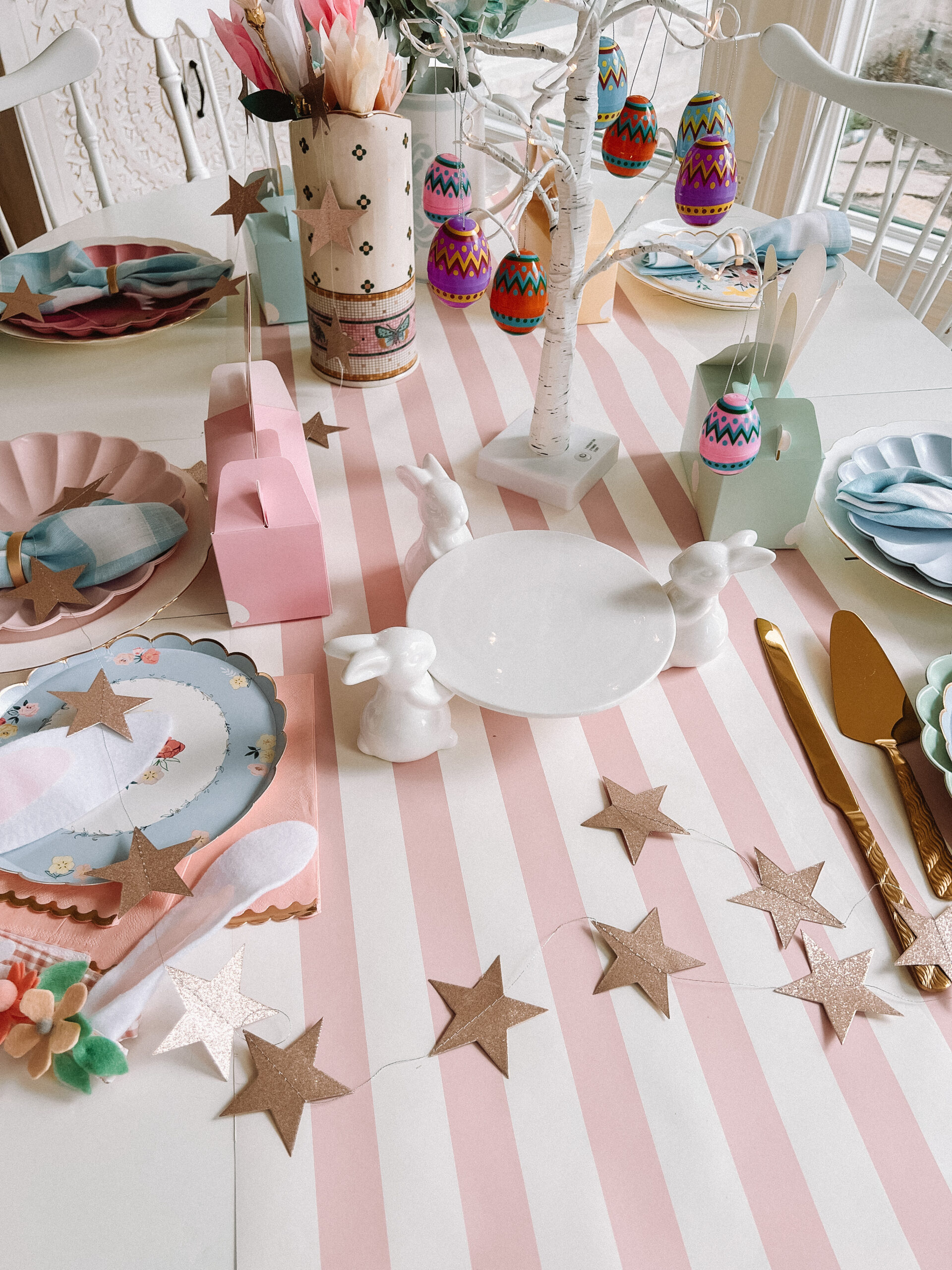 Casey Wiegand easter tablescape table cloth