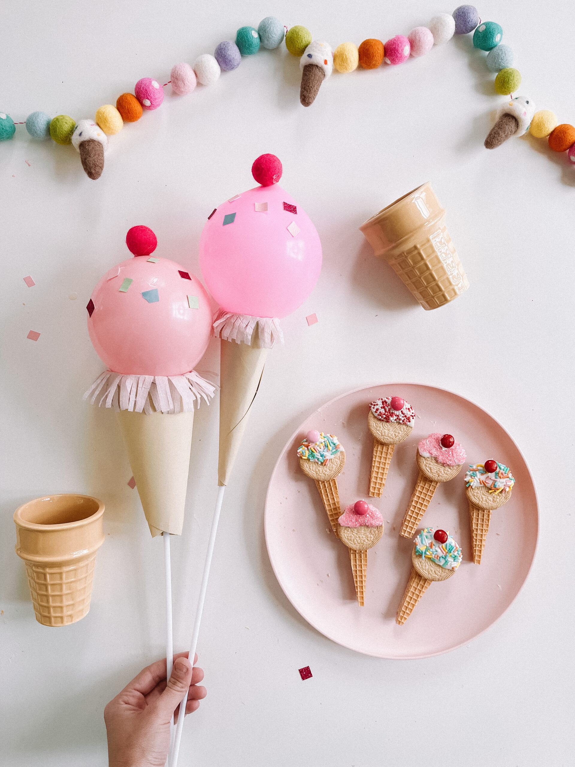 ice cream cone balloon sticks