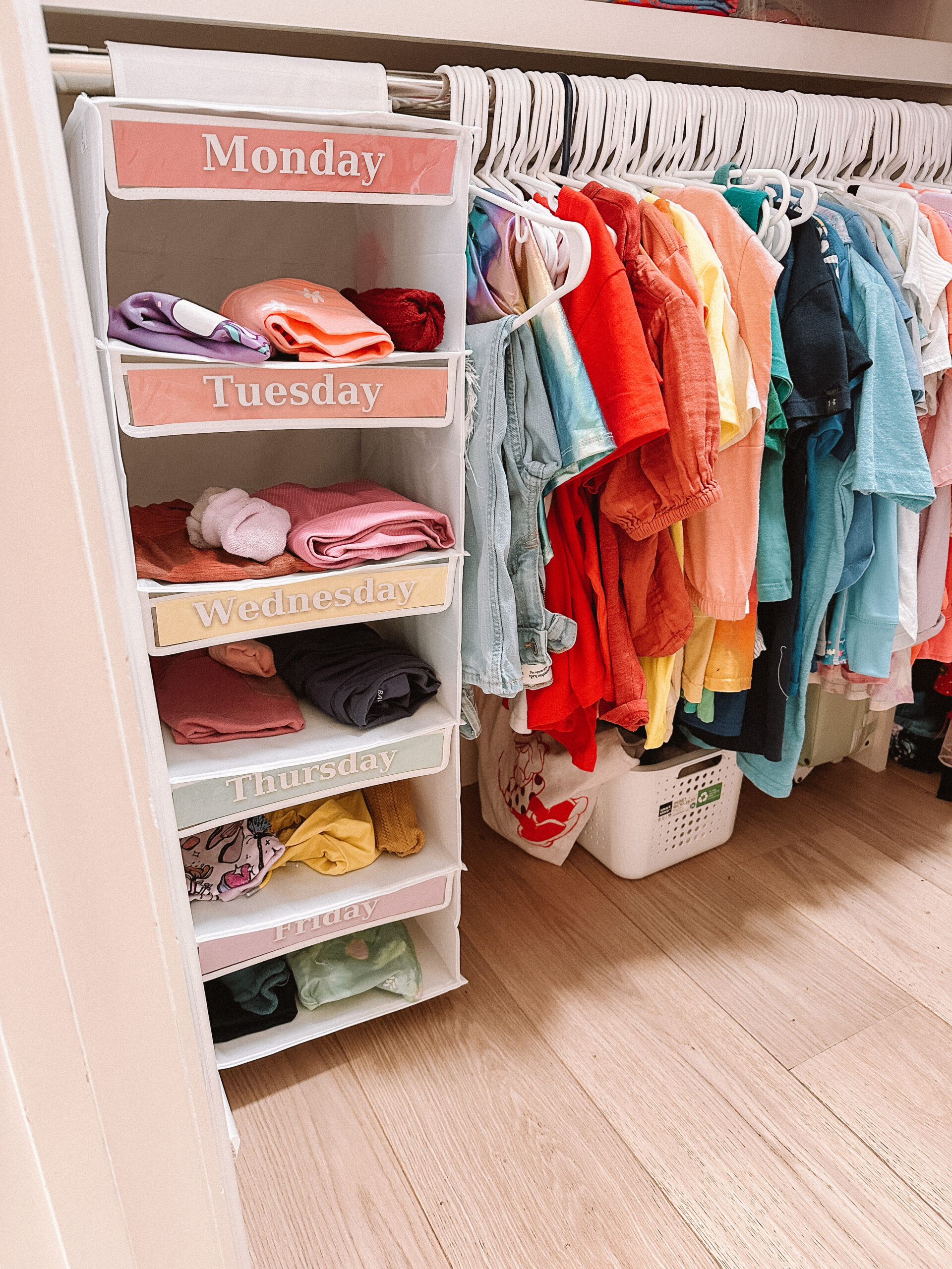 kids weekly clothes organizer closet