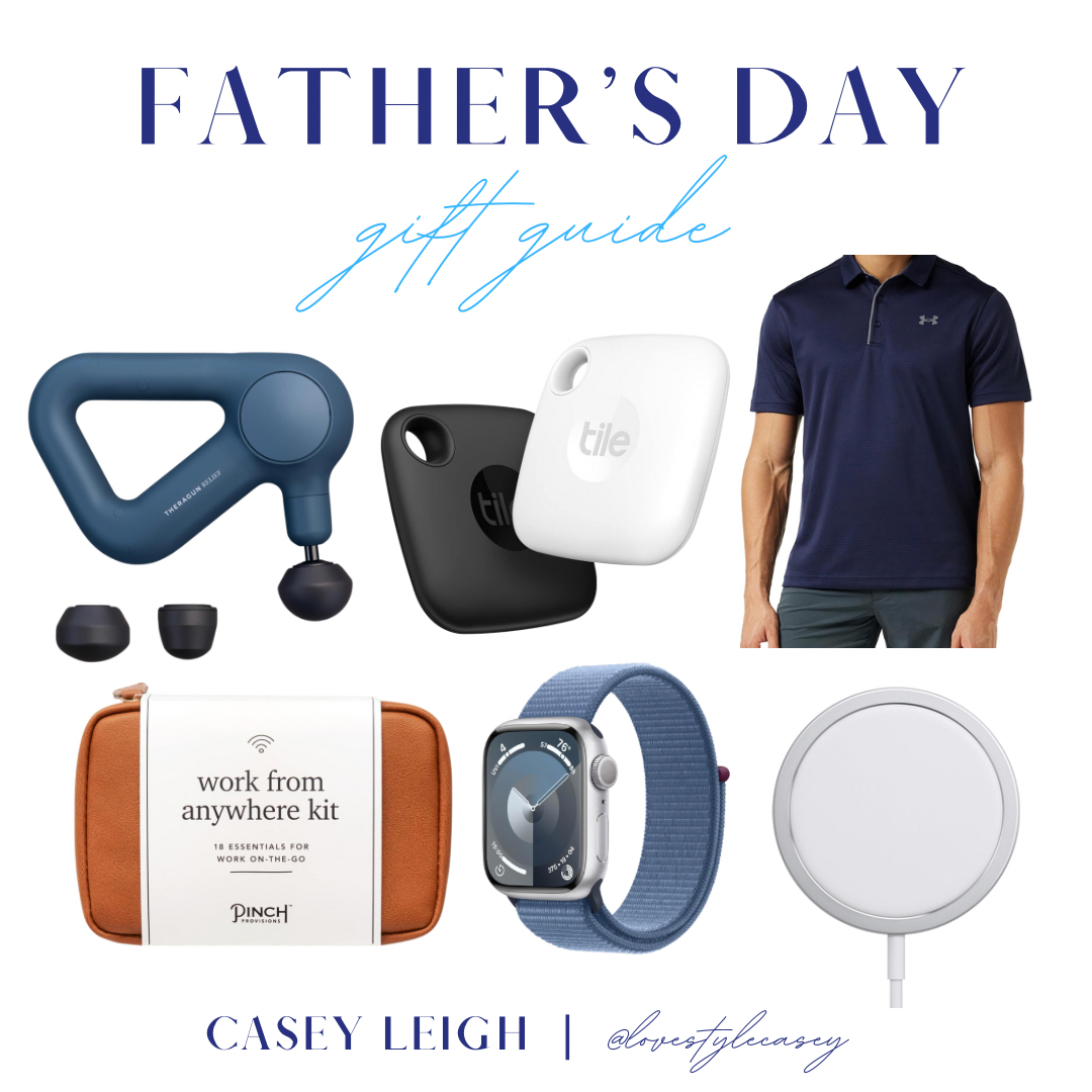 Apple Watch - Alt text: "Latest Apple Watch for fitness tracking and connectivity." MagSafe Charger - Alt text: "MagSafe Charger for convenient and fast charging." Under Armour Polo - Alt text: "Stylish and comfortable Under Armour Polo shirt." amazon fathers day ideas