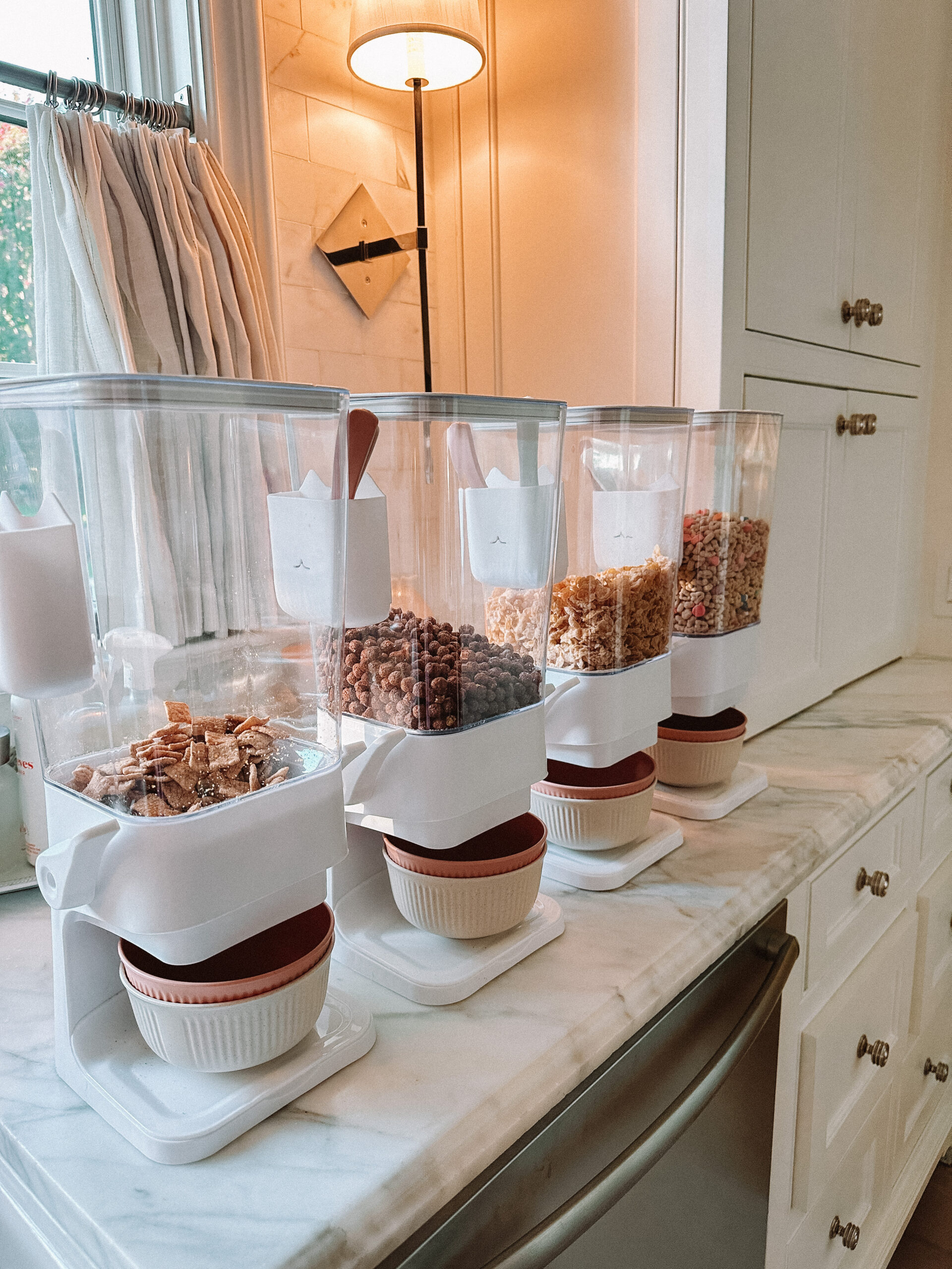 cereal bar, kids independence, self-serve cereal station, kitchen cereal bar,