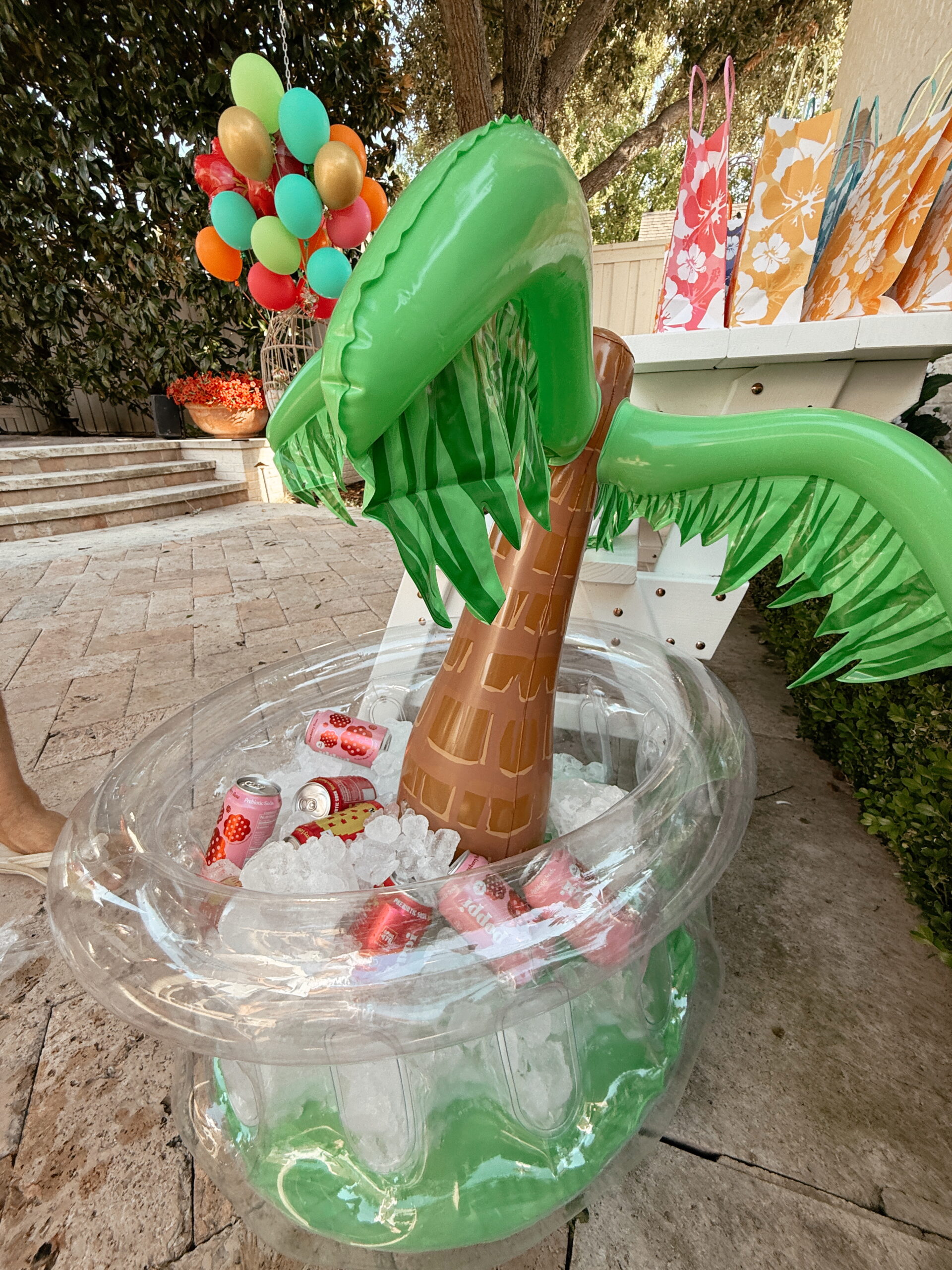tropical party setup